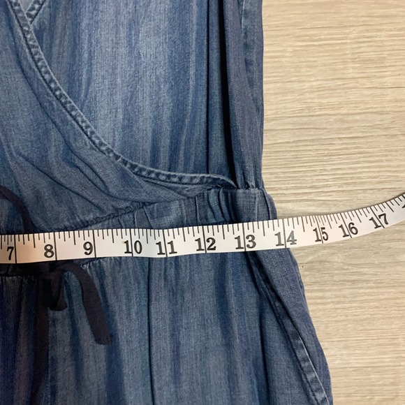 Love Stitch Tencel Chambray Jumpsuit Drawstring Waist Sleeveless Blue Size M - Picture 10 of 11